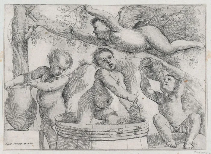Framed Print : Four Putti Making and Drinking Wine, ca. 1620-1640. Creator: Unknown Framed Print : Four Putti Making and Drinking Wine, ca. 1620-1640. Creator: Unknown