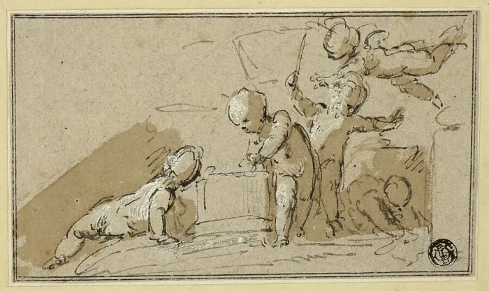 Framed Print : Five Putti at Play, n.d. Creator: Jacob de Wit Framed Print : Five Putti at Play, n.d. Creator: Jacob de Wit