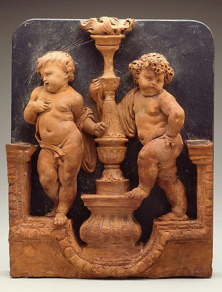 Two Putti Supporting a Torch, 1650  /  1700. Creator: Unknown