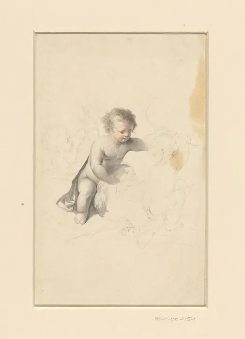 Framed Print : Three putti with a torch, eagle and bow, 1800-1900. Creator: Anon Framed Print : Three putti with a torch, eagle and bow, 1800-1900. Creator: Anon