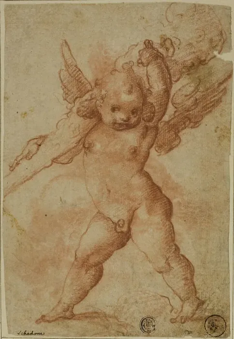 Framed Print : Putto with Club of Hercules, 1575 / 78. Creators: Marco Marchetti, Raffaellino Motta, Bartolomeo Schedoni Framed Print : Putto with Club of Hercules, 1575 / 78. Creators: Marco Marchetti, Raffaellino Motta, Bartolomeo Schedoni