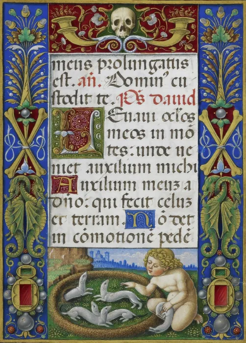 Framed Print : A putto playing with ermines, 1490-1520. Creator: Giovan Pietro Birago Framed Print : A putto playing with ermines, 1490-1520. Creator: Giovan Pietro Birago