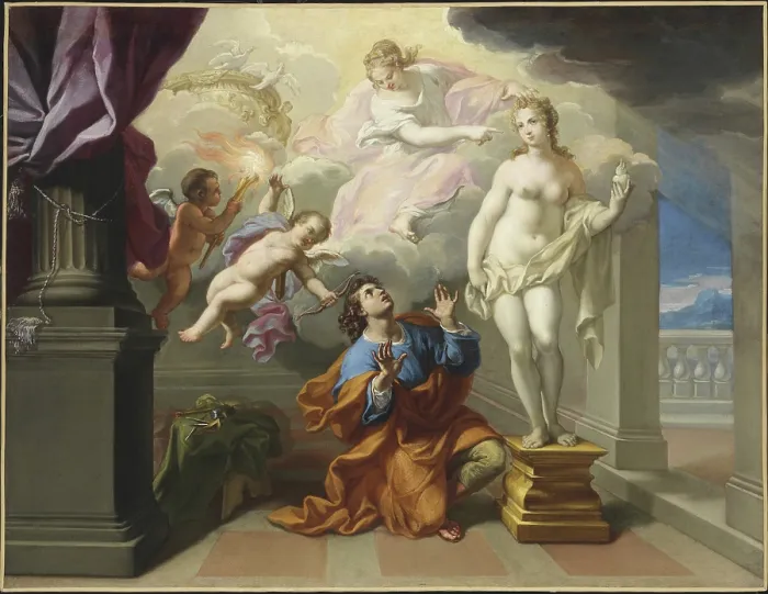 Framed Print : Pygmalion, 1695. Creator: Ghezzi, Giuseppe (1634-1721) Framed Print : Pygmalion, 1695. Creator: Ghezzi, Giuseppe (1634-1721)