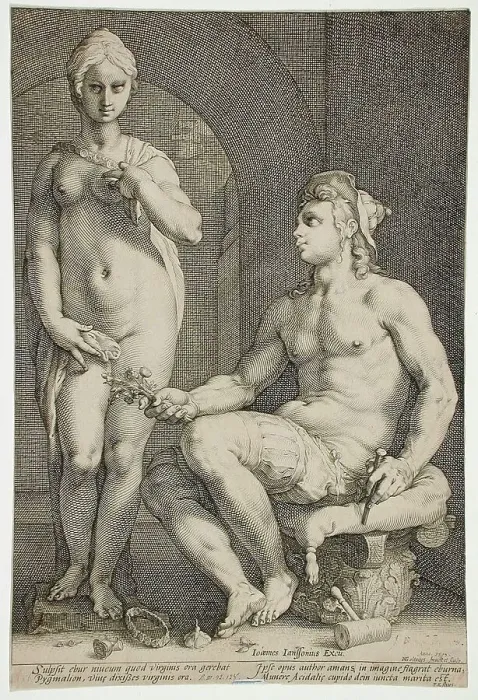 Framed Print : Pygmalion and Galatea, 1593. Creator: Hendrik Goltzius Framed Print : Pygmalion and Galatea, 1593. Creator: Hendrik Goltzius