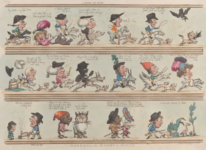 Framed Print : A Pygmy Cat Hunt, Borders for Rooms & Halls, Plate 9, June 20, 1799. June 20, 1799 Framed Print : A Pygmy Cat Hunt, Borders for Rooms & Halls, Plate 9, June 20, 1799. June 20, 1799