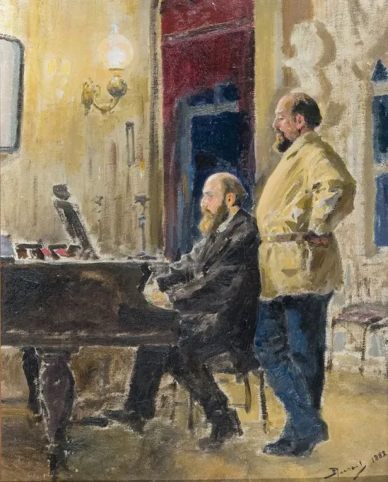 Framed Print : Pyotr Antonovich Spiro at piano and Savva Mamontov, 1882 Framed Print : Pyotr Antonovich Spiro at piano and Savva Mamontov, 1882