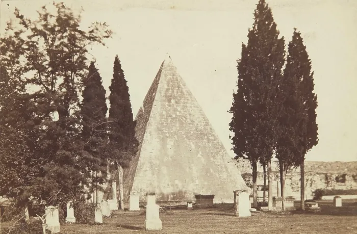 Framed Print : Pyramid of Gaius (Caius) Cestius from the southeast, Rome, between 1870-1880. Creator: Unknown Framed Print : Pyramid of Gaius (Caius) Cestius from the southeast, Rome, between 1870-1880. Creator: Unknown