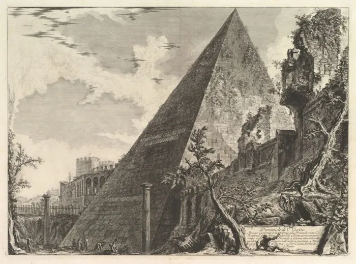 Framed Print : The Pyramid of Gaius Cestius, from Vedute di Roma (Roman Views), ca. 1756 Framed Print : The Pyramid of Gaius Cestius, from Vedute di Roma (Roman Views), ca. 1756