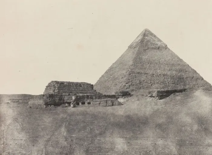 Framed Print : Pyramide de Chephren, Egypte Moyenne, 1849 / 51, printed 1852. Creator: Maxime du Camp Framed Print : Pyramide de Chephren, Egypte Moyenne, 1849 / 51, printed 1852. Creator: Maxime du Camp