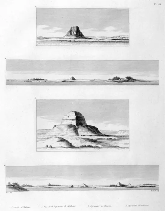 Framed Print : Pyramide of Ellahoun, Meidoum and Sakkarah, c1808. Artist: Antoine Berthault Framed Print : Pyramide of Ellahoun, Meidoum and Sakkarah, c1808. Artist: Antoine Berthault