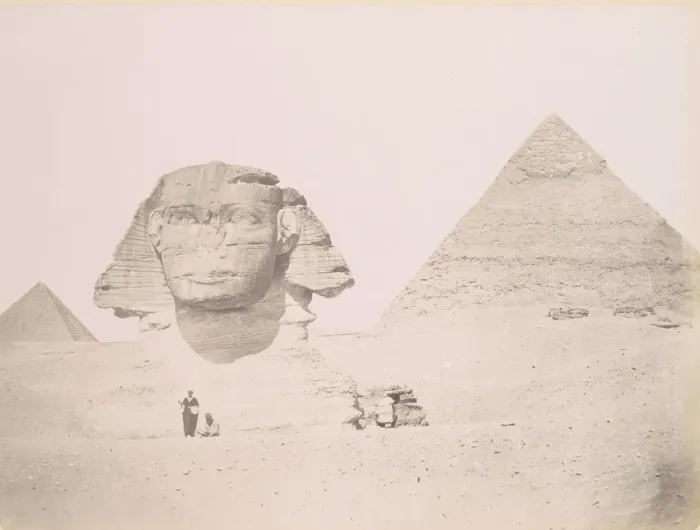 Framed Print : Pyramides et le Sphinx, 1860s-70s, printed ca. 1870. Creator: Felix Bonfils Framed Print : Pyramides et le Sphinx, 1860s-70s, printed ca. 1870. Creator: Felix Bonfils