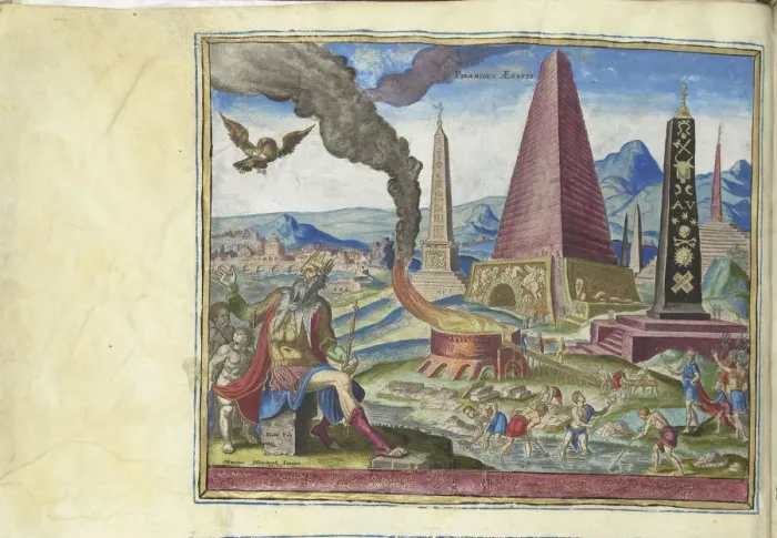 Framed Print : The Pyramids of Egypt (from the series The Eighth Wonders of the World), 1572. Artist: Galle, Philipp (Philips) (1537-1612) Framed Print : The Pyramids of Egypt (from the series The Eighth Wonders of the World), 1572. Artist: Galle, Philipp (Philips) (1537-1612)