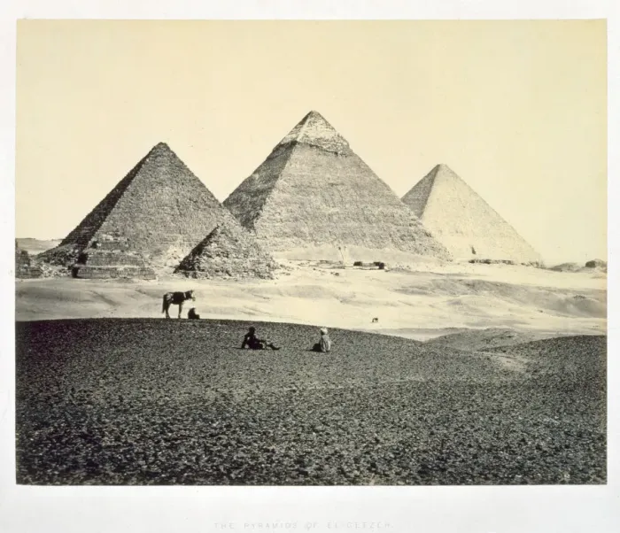 Framed Print : The Pyramids of El-Geezeh from the South West, Egypt, 1858. Artist: Francis Frith Framed Print : The Pyramids of El-Geezeh from the South West, Egypt, 1858. Artist: Francis Frith