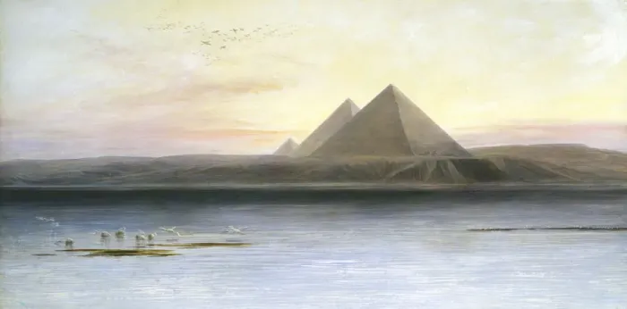 Framed Print : The Pyramids at Gizeh, 19th century. Artist: Edward Lear Framed Print : The Pyramids at Gizeh, 19th century. Artist: Edward Lear