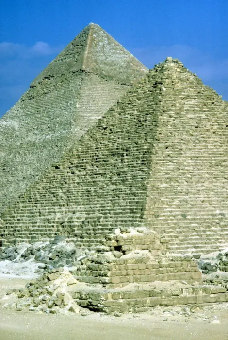 Framed Print : Pyramids of Khafre on left and of Mycerinus on right, Giza, Egypt, c26th century BC Framed Print : Pyramids of Khafre on left and of Mycerinus on right, Giza, Egypt, c26th century BC
