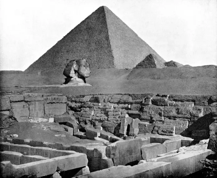 Framed Print : The Pyramids and Sphinx, Egypt, 1893. Artist: John L Stoddard Framed Print : The Pyramids and Sphinx, Egypt, 1893. Artist: John L Stoddard