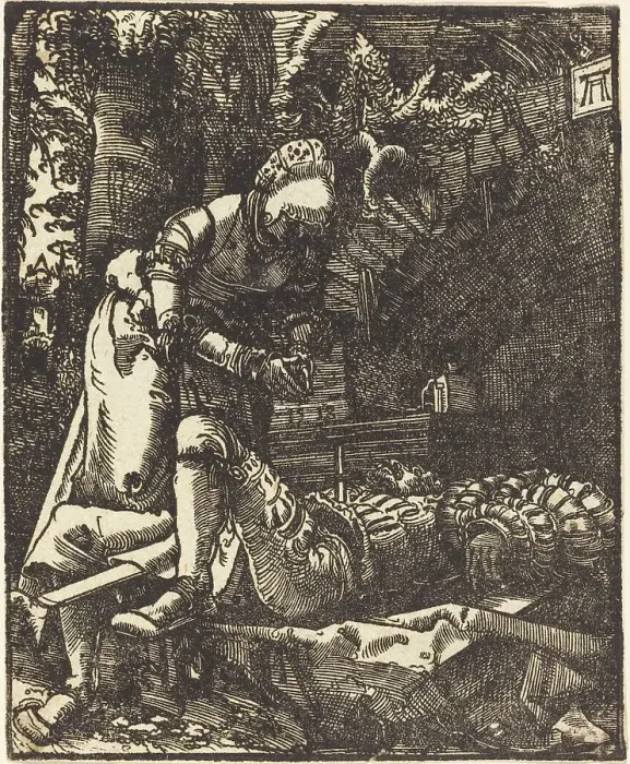Framed Print : Pyramus and Thisbe, 1513. Creator: Albrecht Altdorfer