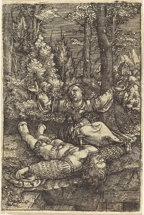 Framed Print : Pyramus and Thisbe, c. 1515 / 1518. Creator: Albrecht Altdorfer Framed Print : Pyramus and Thisbe, c. 1515 / 1518. Creator: Albrecht Altdorfer