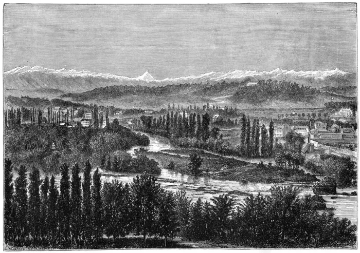 Framed Print : The Pyrenees seen from the terrace of the castle at Pau, France, 1879. Artist: Hildibrand Framed Print : The Pyrenees seen from the terrace of the castle at Pau, France, 1879. Artist: Hildibrand