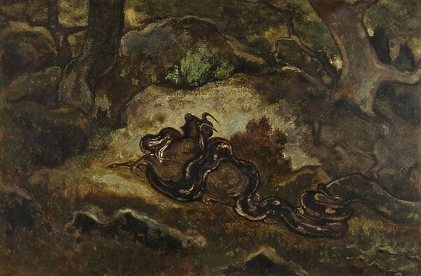 Python Crushing a Gnu, c1850s-1860s. Creator: Antoine-Louis Barye