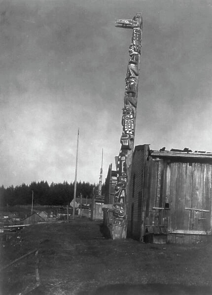 Qagyuhl village at Fort Rupert, c1914. Creator: Edward Sheriff Curtis