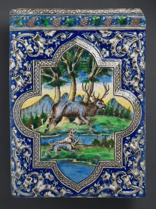 Framed Print : Qajar Dado Tile, Iran, 19th century. Creator: Unknown Framed Print : Qajar Dado Tile, Iran, 19th century. Creator: Unknown