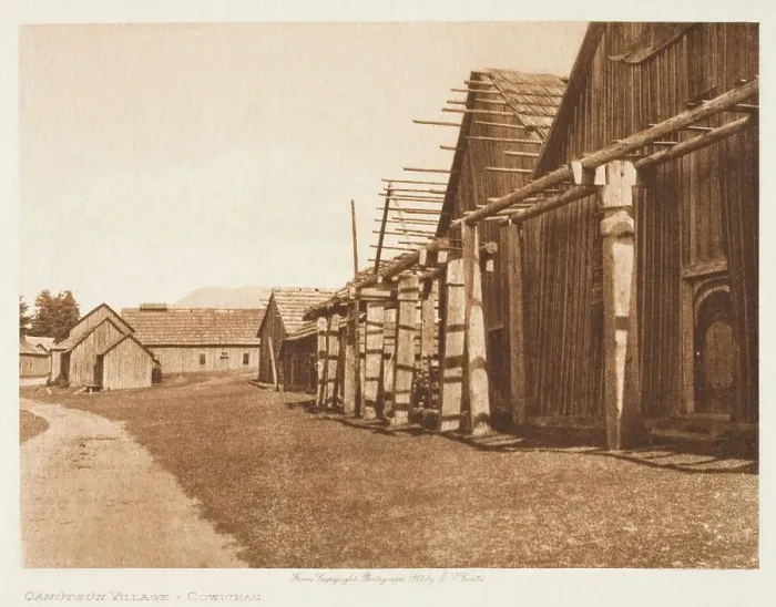 Framed Print : Qamutsun Village-Cowichan, 1912. Creator: Edward Sheriff Curtis Framed Print : Qamutsun Village-Cowichan, 1912. Creator: Edward Sheriff Curtis