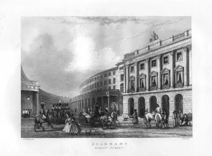 Framed Print : Quadrant, Regent Street, London, 19th century. Artist: J Woods Framed Print : Quadrant, Regent Street, London, 19th century. Artist: J Woods