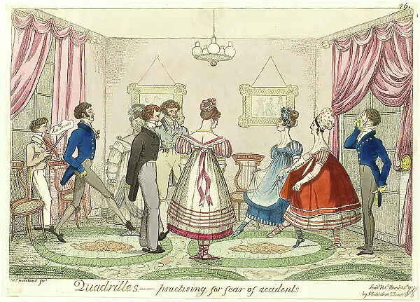 Quadrilles - Practising for Fear of Accidents, published March 24, 1817. Creator: Isaac Robert Cruikshank