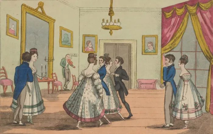 Framed Print : Quadrilles: practising at home, c1815 Framed Print : Quadrilles: practising at home, c1815