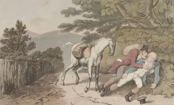 Framed Print : Quae Genus Assisting a Traveler, from The History of Johnny Quae Genus, The Litt Framed Print : Quae Genus Assisting a Traveler, from The History of Johnny Quae Genus, The Litt