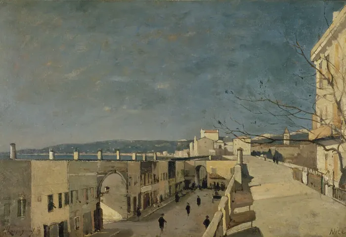 Framed Print : Un quai à Nice, Les Ponchettes, 1887. Creator: Henri-Joseph Harpignies Framed Print : Un quai à Nice, Les Ponchettes, 1887. Creator: Henri-Joseph Harpignies