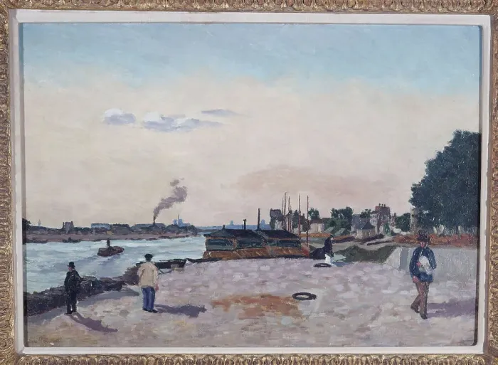 Framed Print : Quai de Bercy, around 1874, c1874. Creator: Armand Guillaumin Framed Print : Quai de Bercy, around 1874, c1874. Creator: Armand Guillaumin