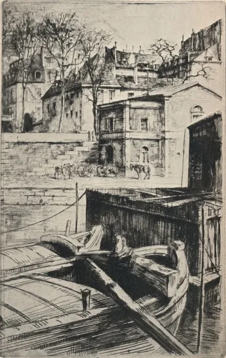 Framed Print : Quai des Celestins, 1915. Artist: Charles Heyman Framed Print : Quai des Celestins, 1915. Artist: Charles Heyman