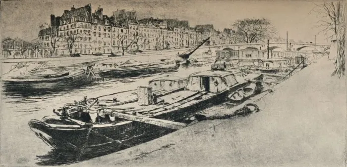 Framed Print : Quai des Celestins, 1915. Artist: Edgar Chahine Framed Print : Quai des Celestins, 1915. Artist: Edgar Chahine