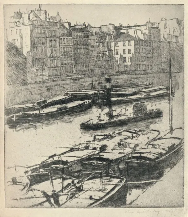 Framed Print : Quai des Grands Augustins, 1915. Artist: William A Levy Framed Print : Quai des Grands Augustins, 1915. Artist: William A Levy