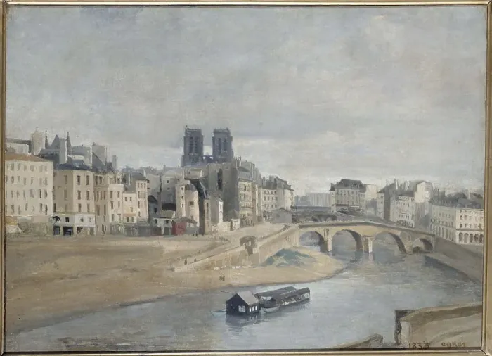 Framed Print : Quai des Orfevres and the Pont Saint Michel, 1833. Creator: Unknown Framed Print : Quai des Orfevres and the Pont Saint Michel, 1833. Creator: Unknown