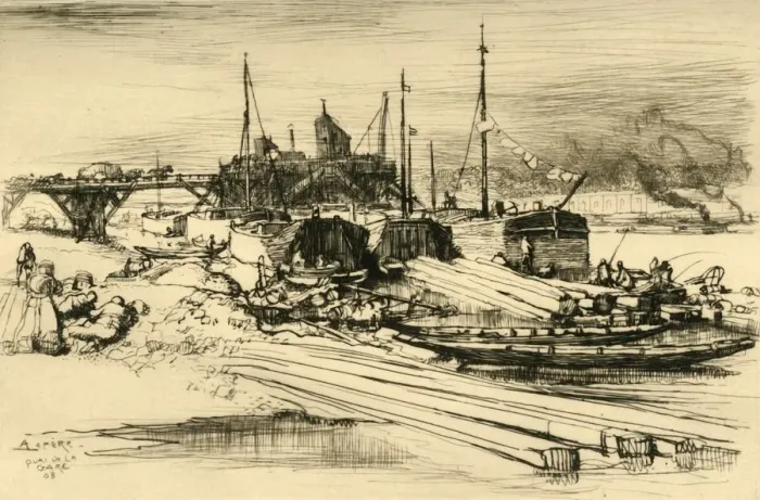 Framed Print : Quai De La Gare: Decharge Publique, 1908. Creator: Auguste Lepere Framed Print : Quai De La Gare: Decharge Publique, 1908. Creator: Auguste Lepere