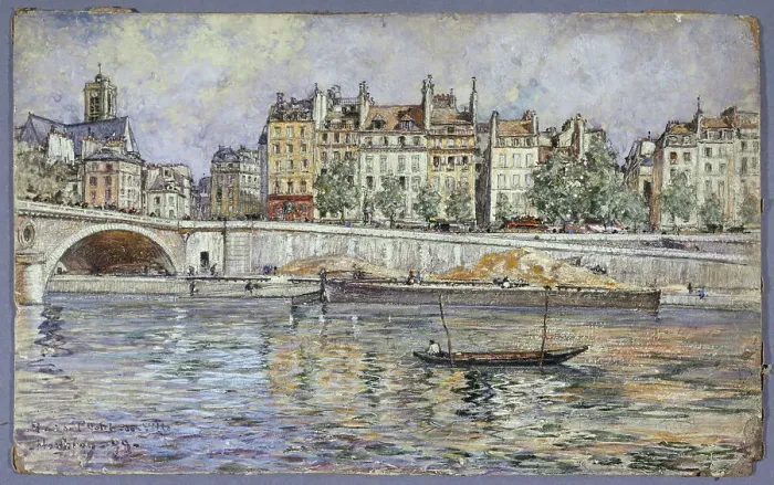 Framed Print : Quai de l'Hotel-de-Ville and Louis-Philippe bridge, 1899. Creator: Frederic Houbron Framed Print : Quai de l'Hotel-de-Ville and Louis-Philippe bridge, 1899. Creator: Frederic Houbron