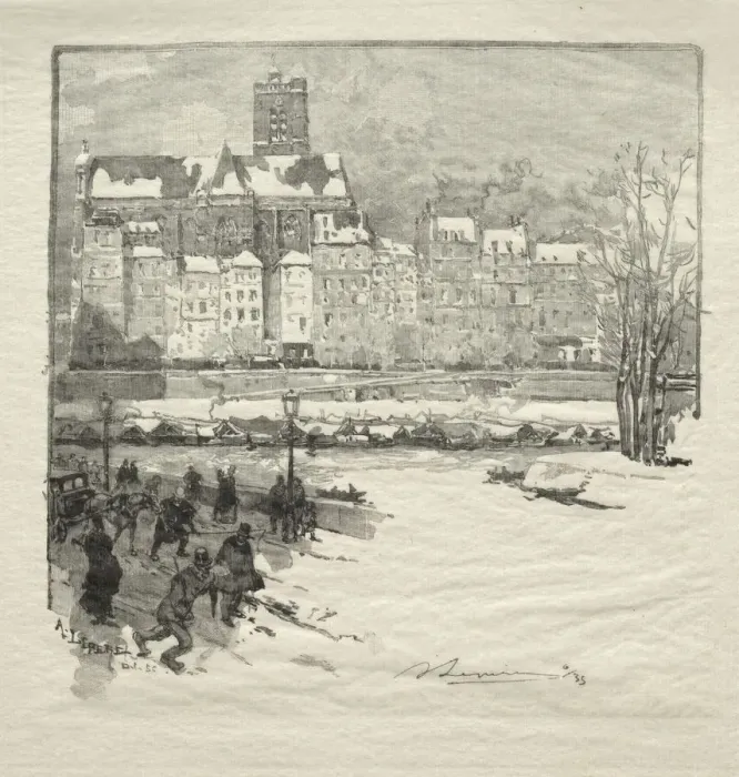Framed Print : Quai de lHotel de Ville. Creator: Auguste Louis Lepere (French, 1849-1918) Framed Print : Quai de lHotel de Ville. Creator: Auguste Louis Lepere (French, 1849-1918)