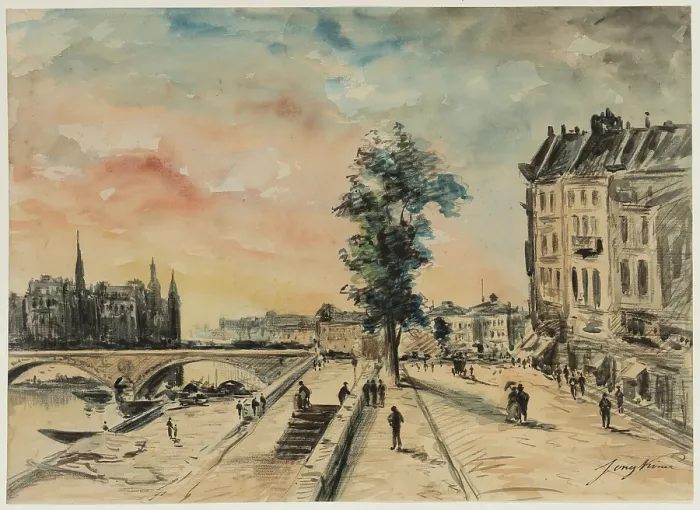 Framed Print : Quai on the Seine, Paris, c1920. Creator: School of Johan Barthold Jongkind Framed Print : Quai on the Seine, Paris, c1920. Creator: School of Johan Barthold Jongkind
