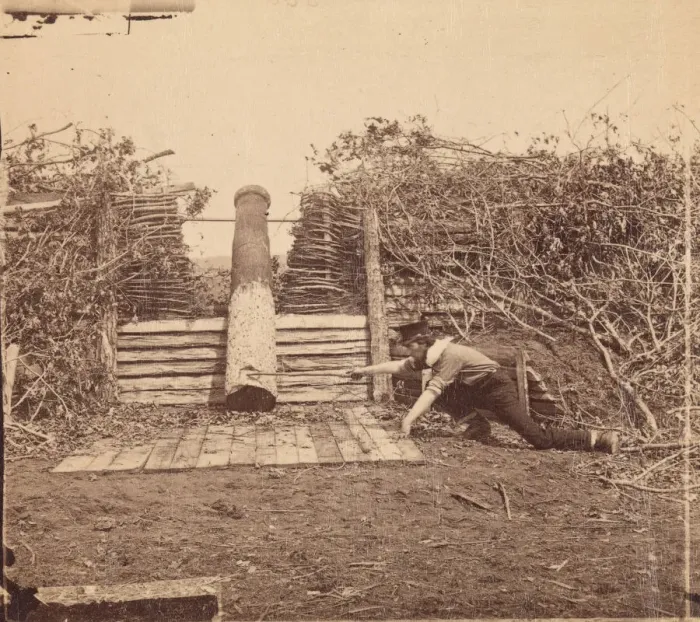 Framed Print : Quaker Gun, Centreville, Virginia, March 1862. Creator: George N. Barnard Framed Print : Quaker Gun, Centreville, Virginia, March 1862. Creator: George N. Barnard