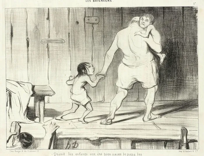 Framed Print : Quand les enfants ont été bien sages... 1840. Creator: Honore Daumier Framed Print : Quand les enfants ont été bien sages... 1840. Creator: Honore Daumier