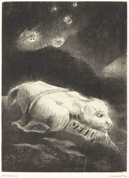 Framed Print : Quand s'eveillait la Vie au Fon de la matiere obscure (When life was awakening... 1883. Creator: Odilon Redon) Framed Print : Quand s'eveillait la Vie au Fon de la matiere obscure (When life was awakening... 1883. Creator: Odilon Redon)