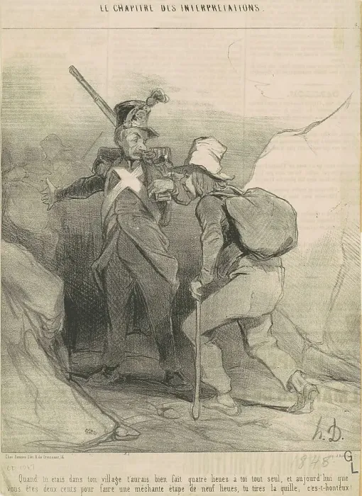 Framed Print : Quand tu étais dans ton village t'aurais... 19th century. Creator: Honore Daumier Framed Print : Quand tu étais dans ton village t'aurais... 19th century. Creator: Honore Daumier
