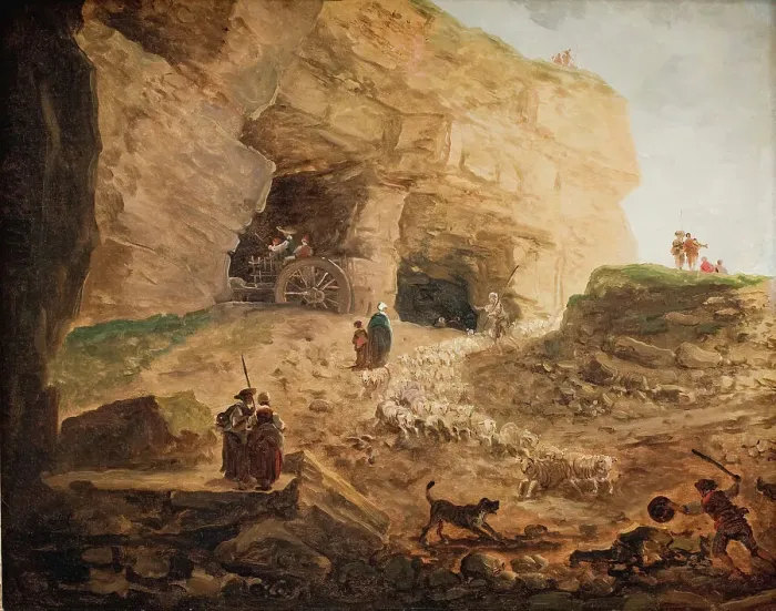 Framed Print : A Quarry with a Flock of Sheep, 1748-1808. Creator: Hubert Robert Framed Print : A Quarry with a Flock of Sheep, 1748-1808. Creator: Hubert Robert