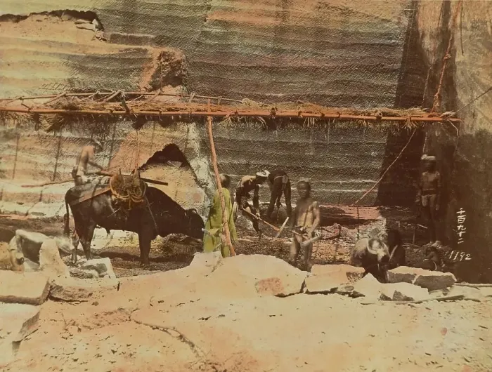 Framed Print : Quarrying Stone, about 1873-1883. Creator: Shinichi Suzuki I Framed Print : Quarrying Stone, about 1873-1883. Creator: Shinichi Suzuki I