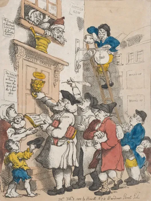 Framed Print : Quarterly Dunns, or Clamorous Tax Gatherers, February 3, 1805. February 3, 1805 Framed Print : Quarterly Dunns, or Clamorous Tax Gatherers, February 3, 1805. February 3, 1805