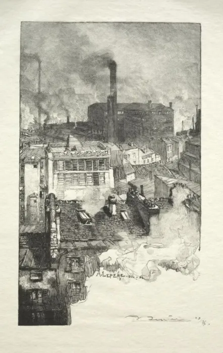 Framed Print : Quartier des Gobelins, 1889. Creator: Auguste Louis Lepere (French, 1849-1918) Framed Print : Quartier des Gobelins, 1889. Creator: Auguste Louis Lepere (French, 1849-1918)