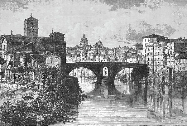 Quattro Capi Bridge at Rome; A First Visit to Rome, 1875. Creator: Unknown